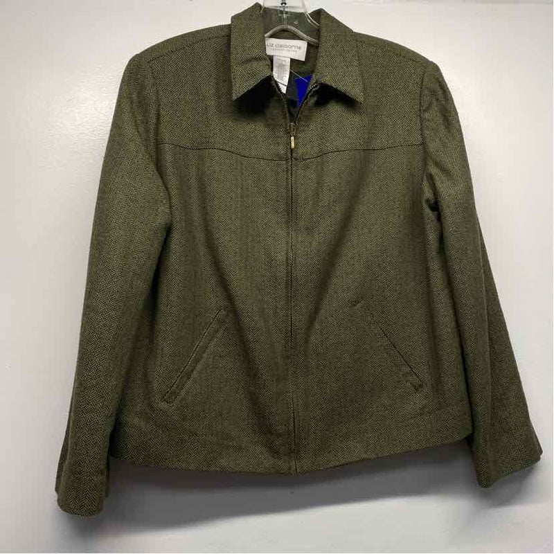 Liz Claiborne Women's Size S Green Tweed Zip Up Jacket