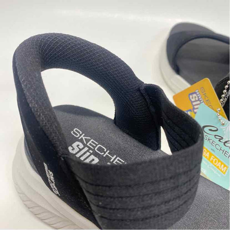 Skechers Size 7 Women's Black Solid Strappy Sandals