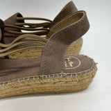 Toni Pons Size 39-8 Women's Taupe Solid Strappy Espadrille Wedge Shoes