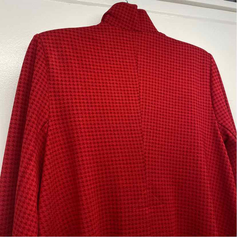 Cabi Women's Size L Red Houndstooth Cape Coat