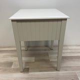 White Wood Side Table - Front Single Drawer