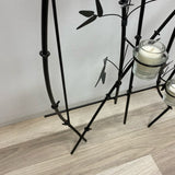 Black Metal Bamboo leaves - with glass Candle holders Wall Decor