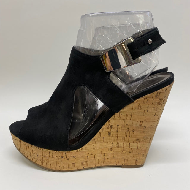Carlos Santana Size 8.5 Women's Black Solid Wedge-Platform Shoes