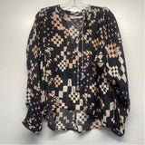 Mariacher Size S Women's Black-Multi Pattern Pullover Blouse