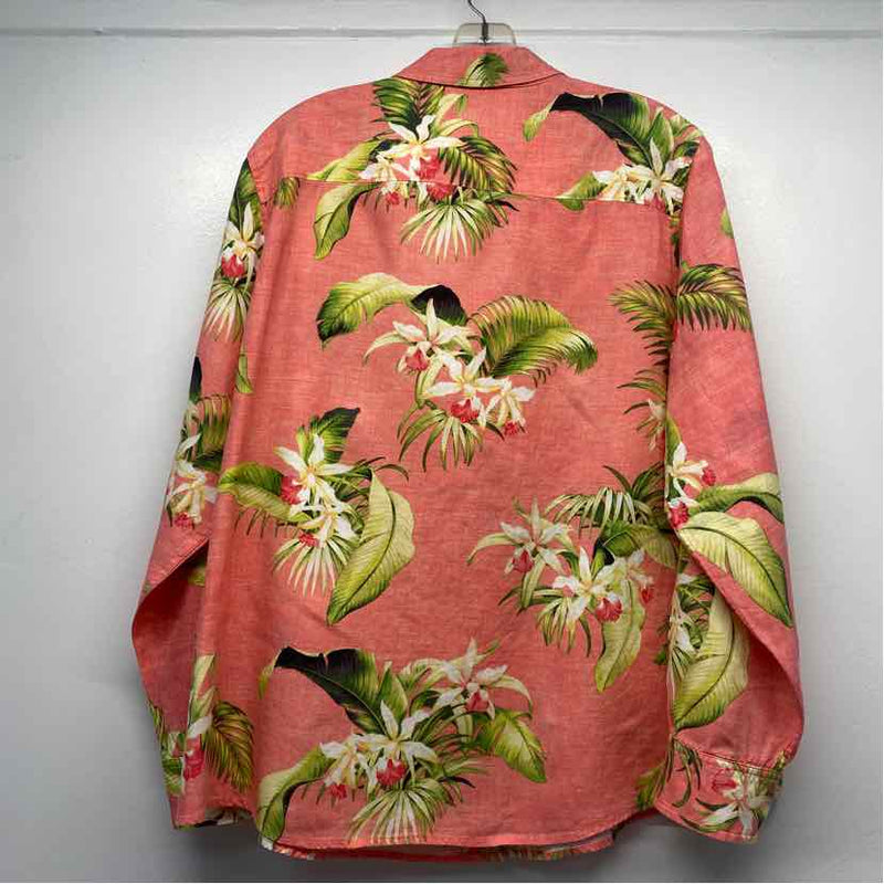 Tommy Bahama Size Xl Women's Coral-Multi Floral Button Up Shirt