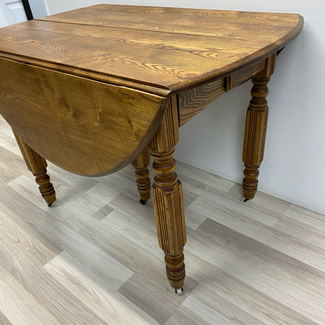 Folding Brown Oak Dining Room Table