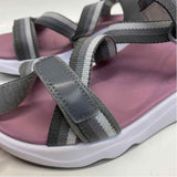 Aetrex Size 7.5-8 Women's Gray Stripe Strappy Sandals