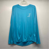 Line in the Sand Size Xl Women's Aqua Solid Long Sleeve Activewear Top