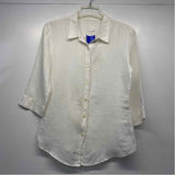 120% Lino Size S Women's White Solid Button Up Shirt