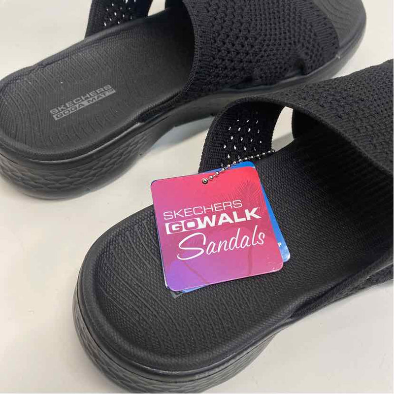 Skechers Goga Mat Size 7 Women's Black Cut Out Slip On Sandals