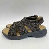 Kuru Size 8 Women's Black-Tan Tweed Slip On Sandals