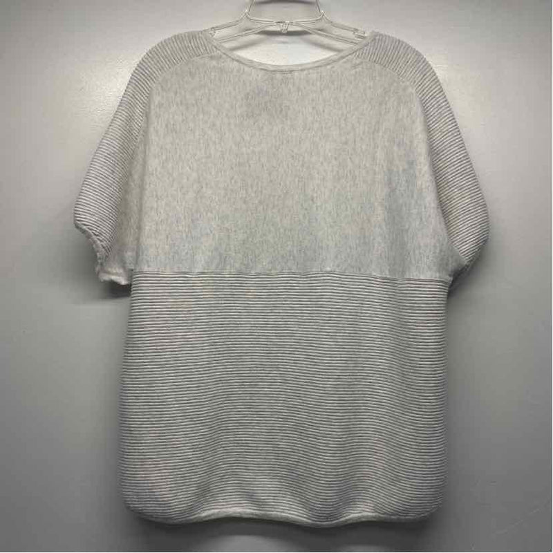 Kinross Size M Women's Light Gray Tweed Crew Neck Short Sleeve Top