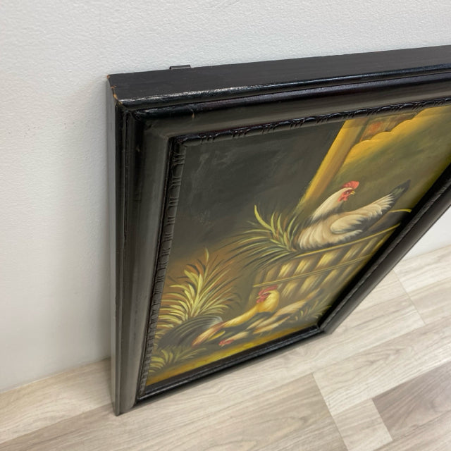 Black-Multi Painting - Chickens