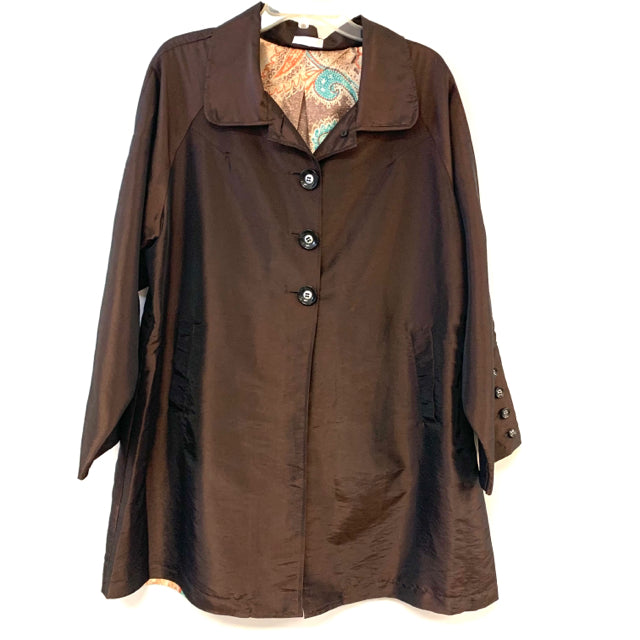 Ubu Women's Size L Brown Metallic Button Down Coat