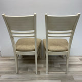 Cream Wood-Fabric Chairs - Sold as a Pair