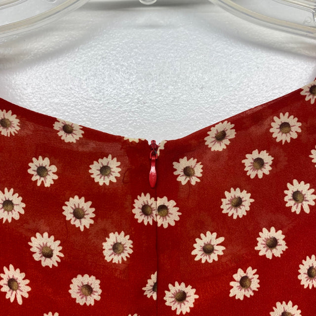 Yumi Size M-8/10 Women's Red-Multi Floral Cap Sleeve Dress
