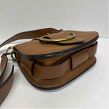Polo by Ralph Lauren Brown Leather Pebbled Crossbody Saddle Handbag