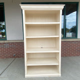 Off White Solid Wood Bookshelf with 5 shelves 2 removable and adjustable