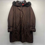 Un Jour Ailleurs Women's Size L Brown Solid Long Coat