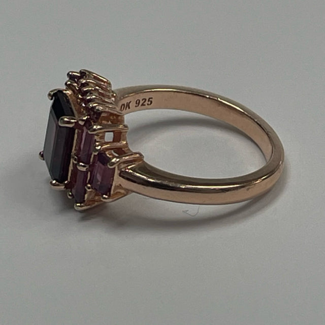 Rasberry Rhodolite 925 Rose plated Size 6 Ring