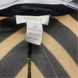 Chico's Size 2-L Women's Black-Beige Stripe Duster Long Sleeve Top