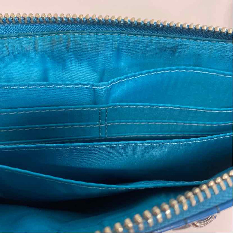 Coach Blue Patent Leather Quilted Wristlet