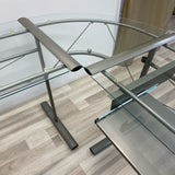 L Shape Clear Metal-GLass Desk