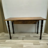 Brown Wood Table with front sliding drawer