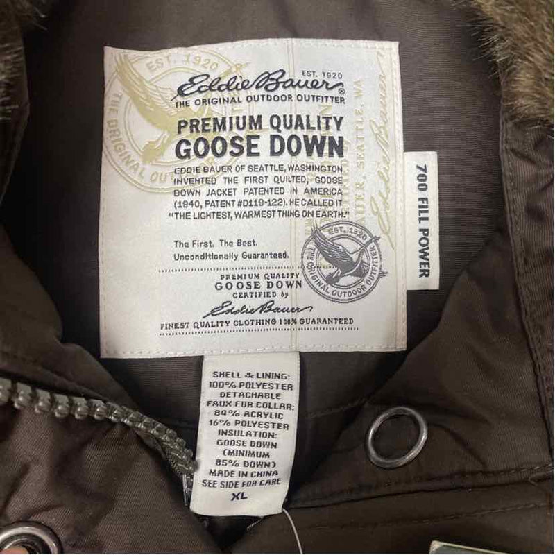 Eddie Bauer Women's Size Xl Brown Solid Zip Mock Neck Slope Side Down Vest