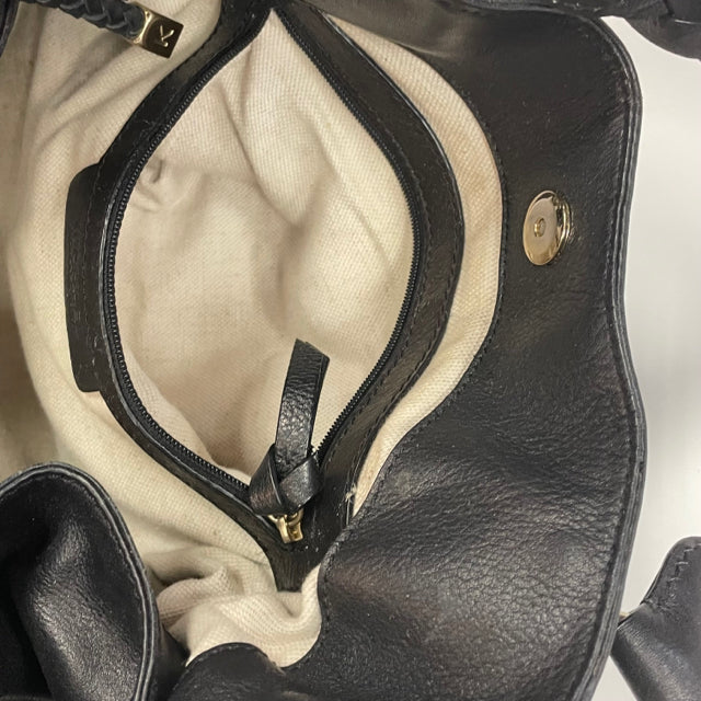 Michael Kors Black Leather Pebbled Hobo Handbag