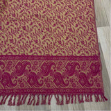 Tibet Pink Yak Wool Paisley Fringed Shawl