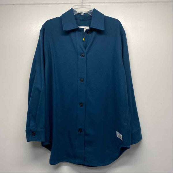 Anian Women's Size L Blue Solid Button Up Jacket