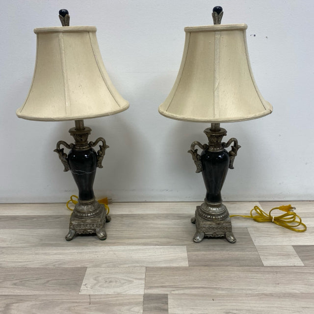 Table Top Black-Silver Stone Lamp