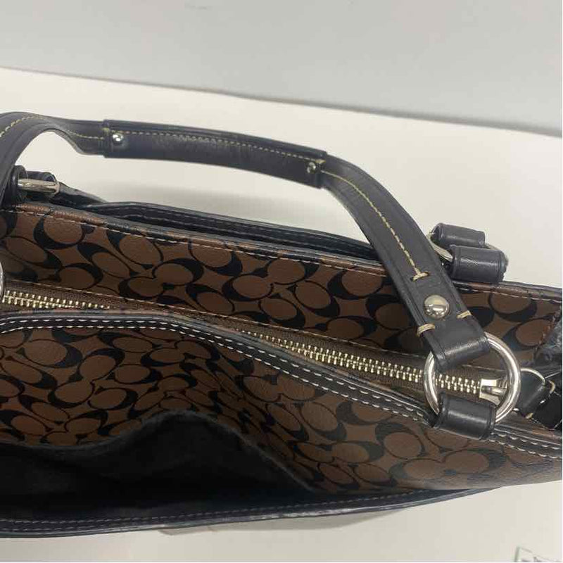 Coach Brown Monogram Leather Shoulder Handbag