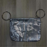 Olga Berg Silver Mesh Shimmer Clam Shell Clutch