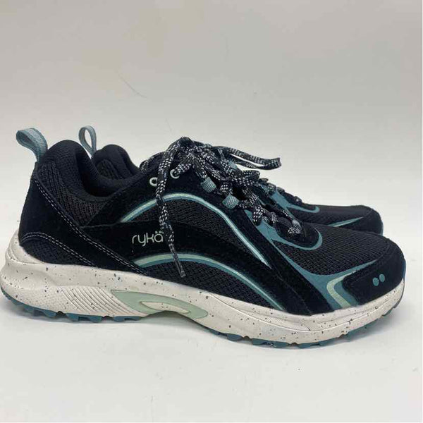 Ryka Size 9 Women's Black-Teal Color Block Lace Up Shoes