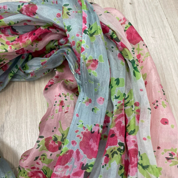 Tolani Blue-Multicolored Floral Silk Infinity Scarf