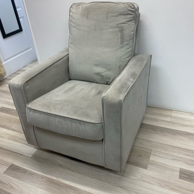 Solid Gray Microsuede Swivel Rocking Chair