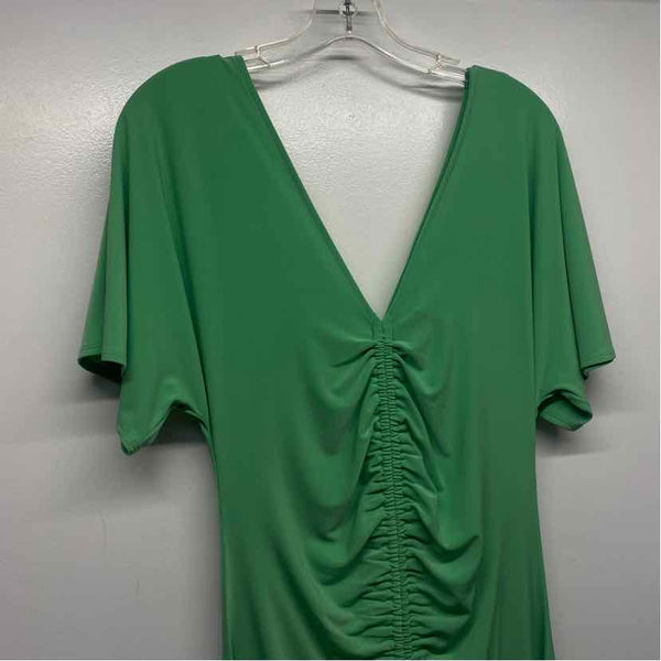 White House Black Market Size M Women's Green Solid Fit And Flare Dress
