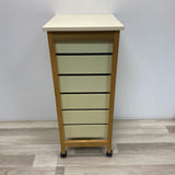 Rolling Off White Cabinet with wood Frame