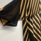 Chico's Size 2-L Women's Black-Beige Stripe Duster Long Sleeve Top