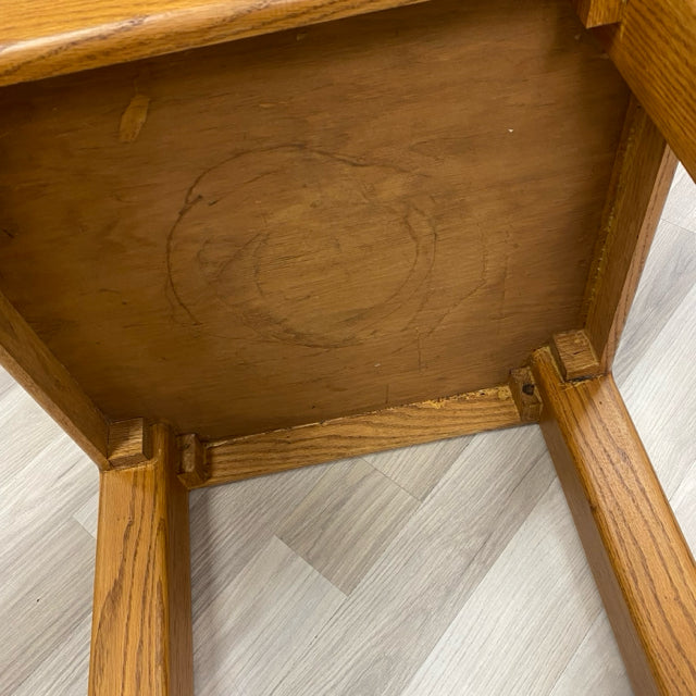 Square Oak Wood Square Inlaid Side Table