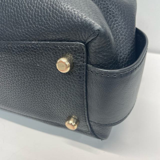 Coach Black Leather Pebbled Satchel Handbag