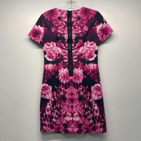 Michael Michael Kors Size 2-XS Women's Pink-Black Floral Short Sleeve Dress