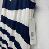 Soft Surroundings Size L Women's Navy-White Stripe Maxi Dress