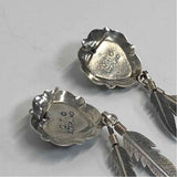 Silver-Multicolor Sterling Silver Heart Shape Southwestern Earrings