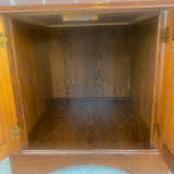 Brown Wood Side Table with 2 Doors