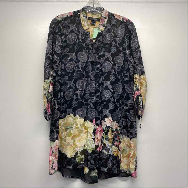 Citron Santa Monica Size S Women's Black-Multi Patchwork Button Up Blouse