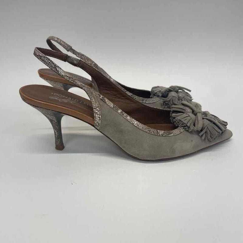 Donald J Pliner Size 8 Women's Taupe Tassels Slingback Heels