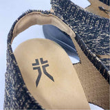 Kuru Size 8 Women's Black-Tan Tweed Slip On Sandals